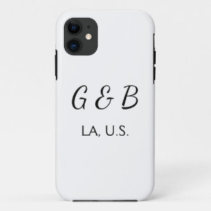 SIMPLE MINIMAL add your couple name city name text iPhone 11 Case