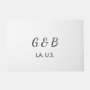 SIMPLE MINIMAL add your couple name city name text Doormat