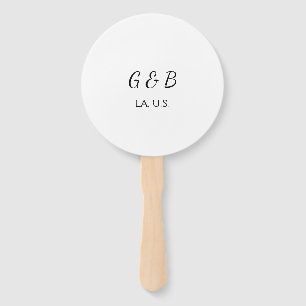 SIMPLE MINIMAL add your couple name city name text Hand Fan