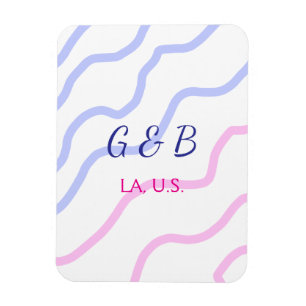 SIMPLE MINIMAL add your couple name city name text Magnet