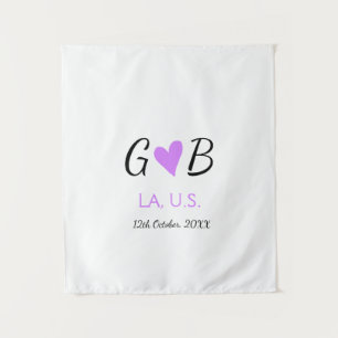 SIMPLE MINIMAL add your couple name city name text Tapestry