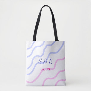 SIMPLE MINIMAL add your couple name city name text Tote Bag
