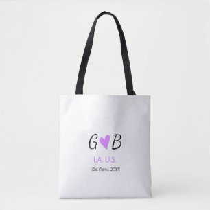 SIMPLE MINIMAL add your couple name city name text Tote Bag