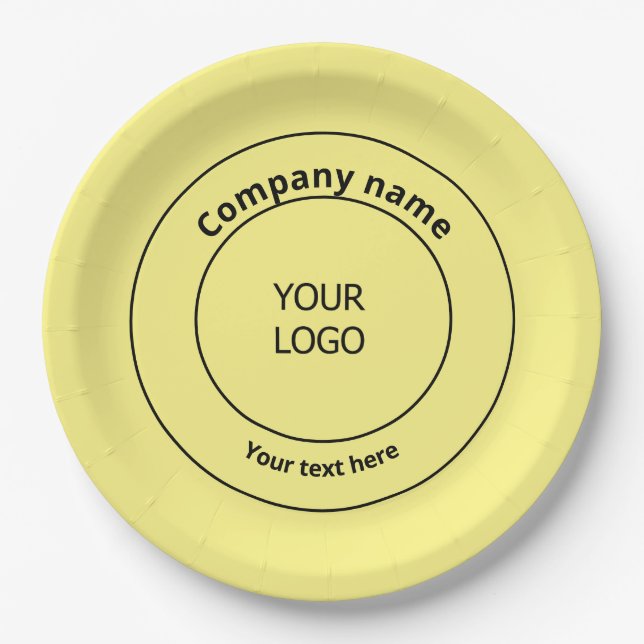 simple minimal add your logo business custom  pape paper plate (Front)