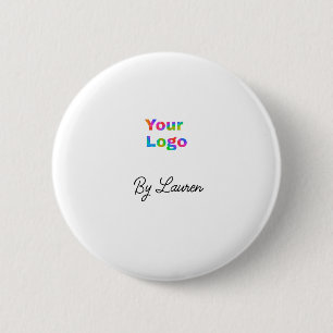 SIMPLE MINIMAL ADD YOUR LOGO CUSTOM TEXT HERE BUSI 6 CM ROUND BADGE
