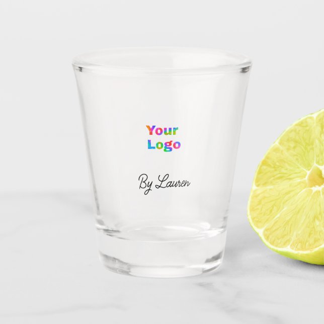 SIMPLE MINIMAL ADD YOUR LOGO CUSTOM TEXT HERE BUSI SHOT GLASS (Front)