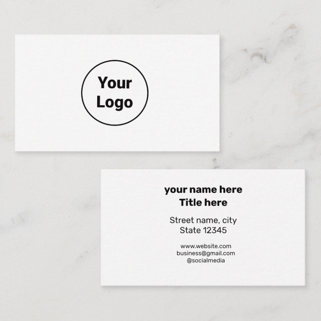 SIMPLE MINIMAL ADD YOUR LOGO CUSTOM TEXT HERE BUSINESS CARD (Front/Back)