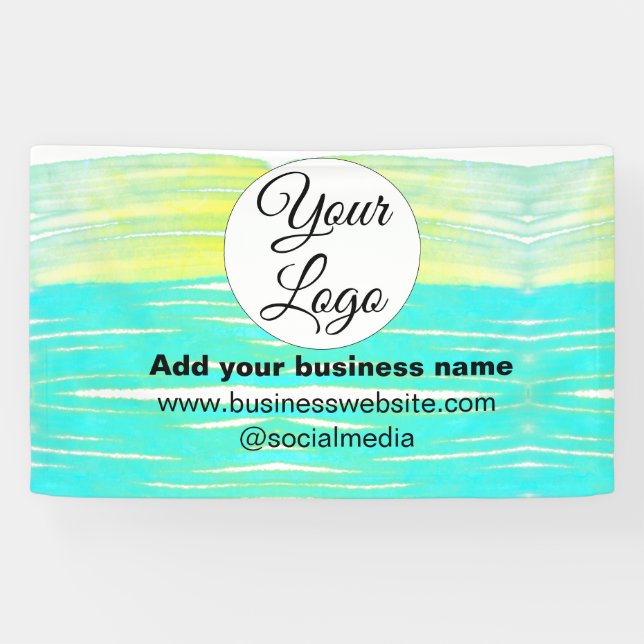 simple minimal add your logo/design BLUE YELLOW  T Banner (Horizontal)