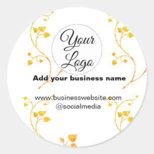 simple minimal add your logo/design gold yellow t classic round sticker