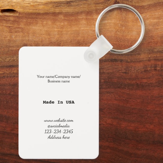 simple minimal add your logo/design here business  key ring (Back)