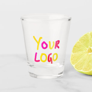 simple minimal add your logo/design here business shot glass