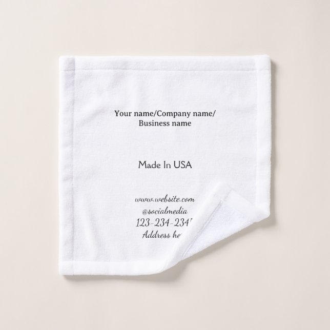 simple minimal add your logo/design here business  wash cloth (Wash Cloth)