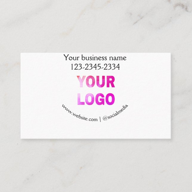 simple minimal add your logo/design here text  pos business card (Front)