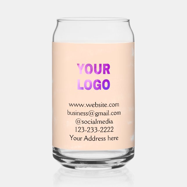 simple minimal add your logo/design here text  pos can glass (Front)
