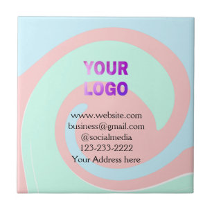 simple minimal add your logo/design here text pos ceramic tile