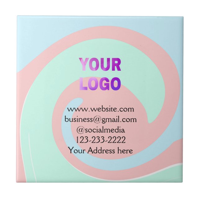 simple minimal add your logo/design here text  pos ceramic tile (Front)