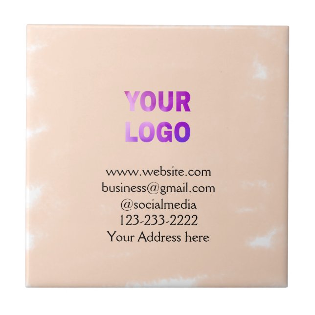 simple minimal add your logo/design here text  pos ceramic tile (Front)