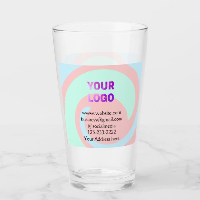 simple minimal add your logo/design here text  pos glass (Front)
