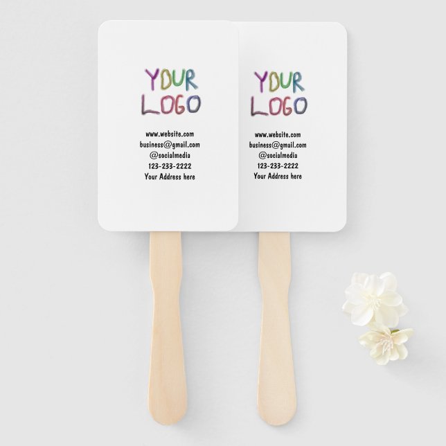simple minimal add your logo/design here text  pos hand fan (Front and Back)