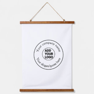 simple minimal add your logo/design here text pos hanging tapestry