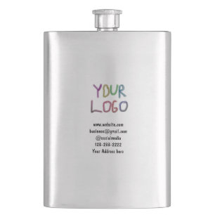 simple minimal add your logo/design here text  pos hip flask