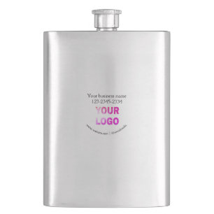 simple minimal add your logo/design here text pos hip flask