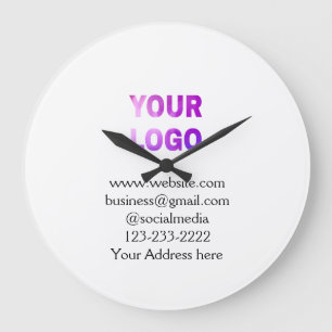 simple minimal add your logo/design here text  pos large clock