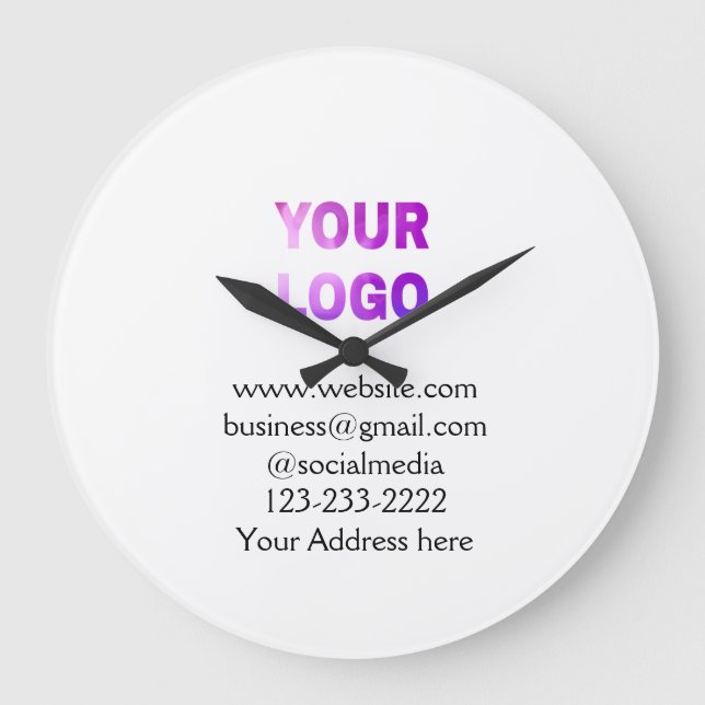 simple minimal add your logo/design here text  pos large clock (Front)