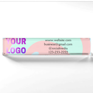 simple minimal add your logo/design here text pos nameplate