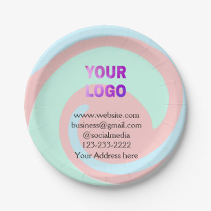 simple minimal add your logo/design here text pos paper plate