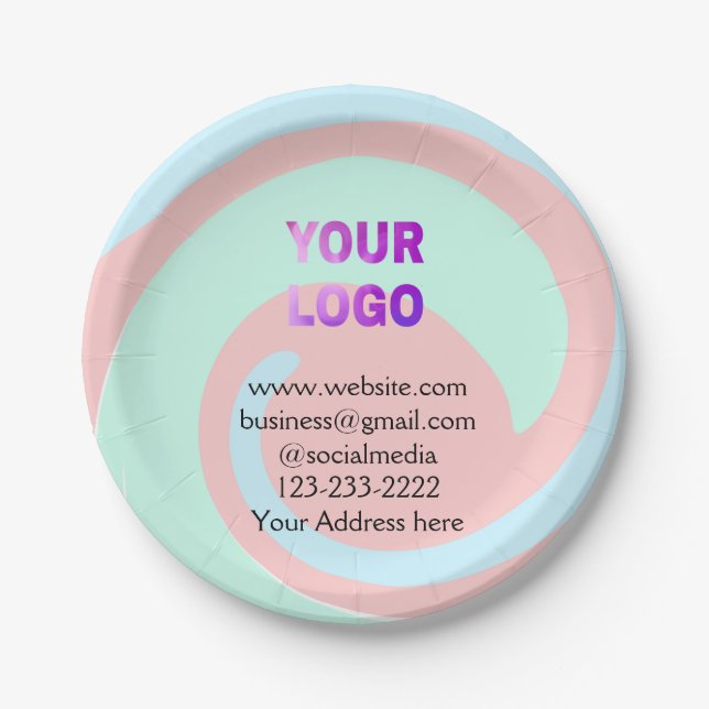 simple minimal add your logo/design here text  pos paper plate (Front)