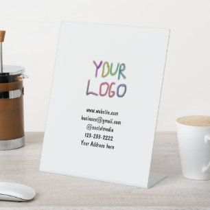simple minimal add your logo/design here text pos pedestal sign