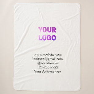 simple minimal add your logo/design here text pos sherpa blanket