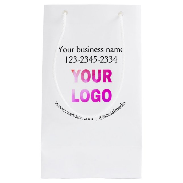 simple minimal add your logo/design here text  pos small gift bag (Front)