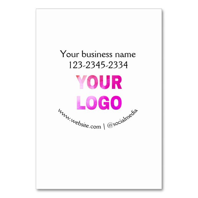 simple minimal add your logo/design here text  pos table number (Front)