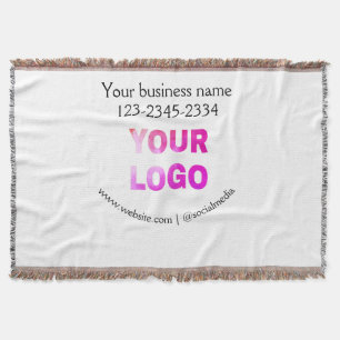 simple minimal add your logo/design here text pos throw blanket