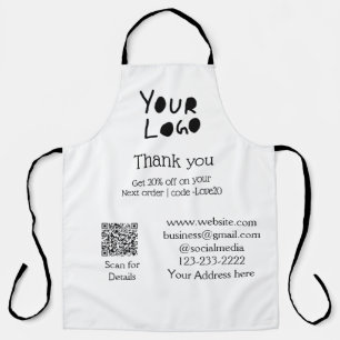 simple minimal add your logo/design here text Q R Apron
