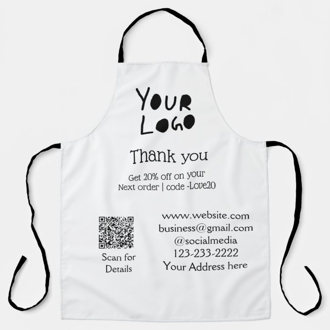 simple minimal add your logo/design here text Q R Apron (Front)