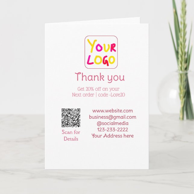 simple minimal add your logo/design here text Q R Card (Front)