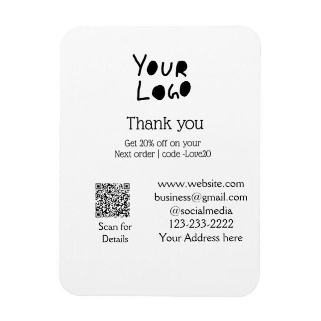 simple minimal add your logo/design here text Q R Magnet (Vertical)