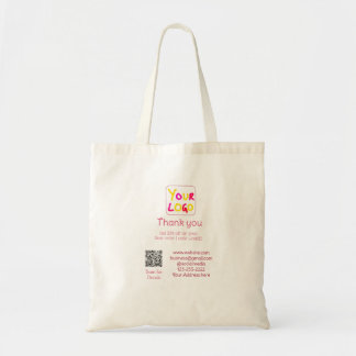 simple minimal add your logo/design here text Q R Tote Bag