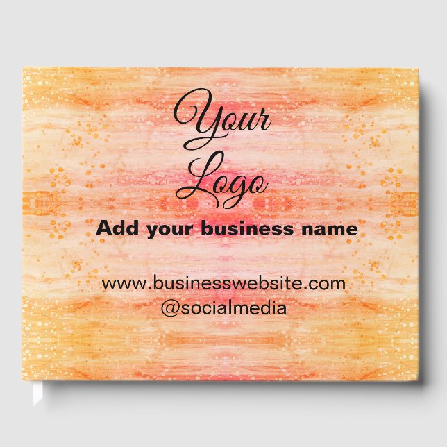 simple minimal add your logo/design pink orange gl guest book (Front)