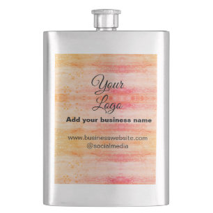 simple minimal add your logo/design pink orange gl hip flask