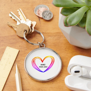 simple minimal add your logo name watercolor ke key ring