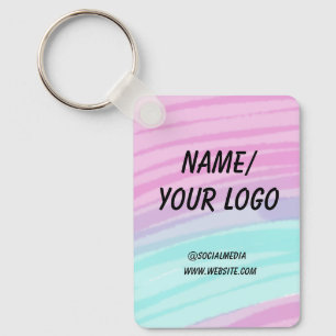 simple minimal add your logo name watercolor key ring
