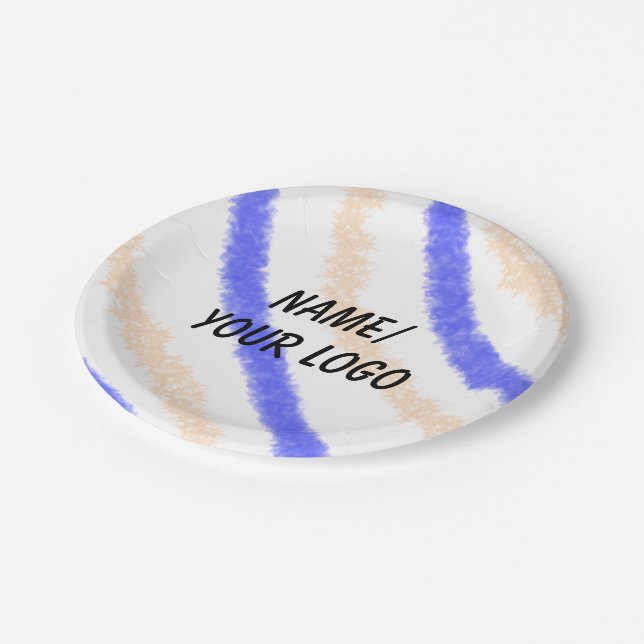 simple minimal add your logo name watercolor paper plate (Angled)