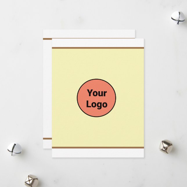 Simple minimal add your logo text name holiday card (Front/Back In Situ)