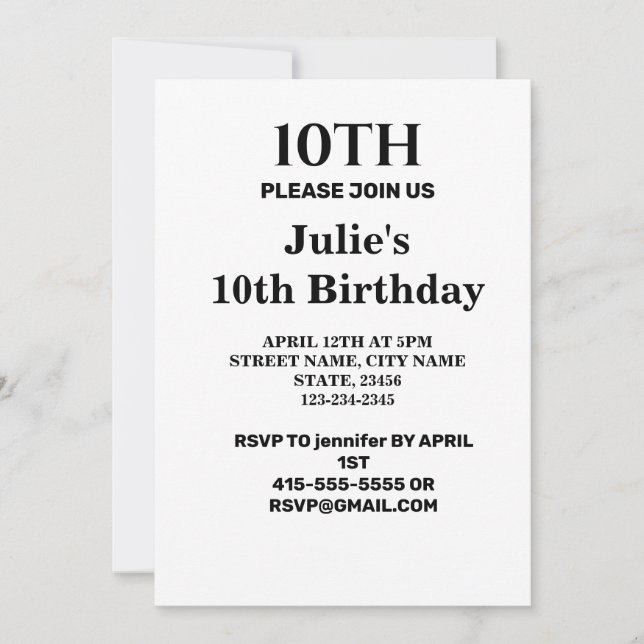 Simple minimal add your logo text name invitation (Front)