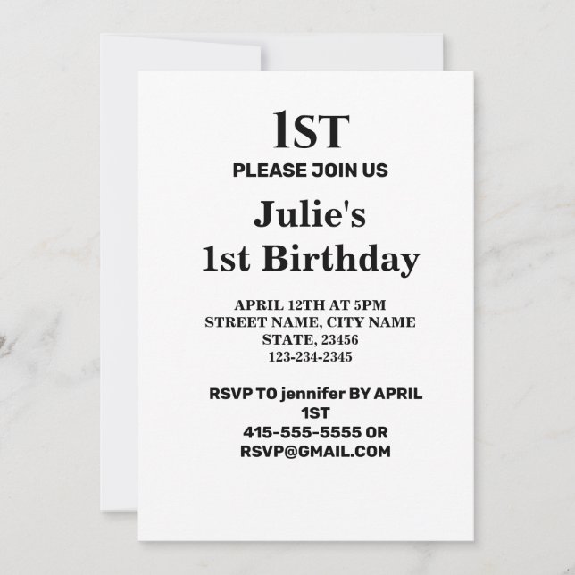 Simple minimal add your logo text name invitation (Front)