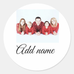 simple minimal add your mum photo name mum gift classic round sticker